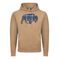Vintage Coffee Bison Silhouette Blue Aztec Vintage Hoodie - Bettercallsaul