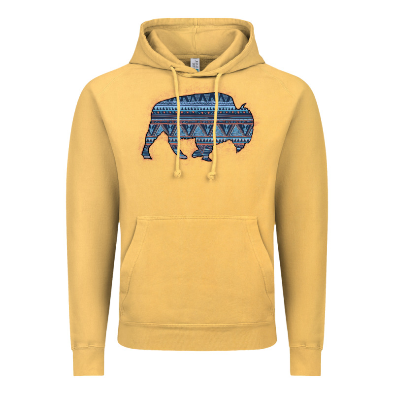 Bison Silhouette Blue Aztec Vintage Hoodie by Bettercallsaul | Teevron
