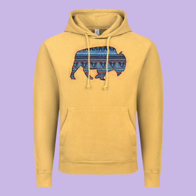 Bison Silhouette Blue Aztec Vintage Hoodie Designed By Bettercallsaul