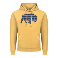 Vintage Mustard Bison Silhouette Blue Aztec Vintage Hoodie - Bettercallsaul