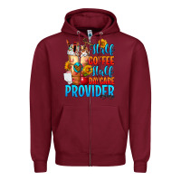 Burgundy Half coffee half daycare provider Zipper Hoodie - FaDigitalArtStudio
