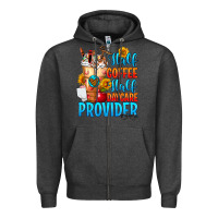 Charcoal Heather Half coffee half daycare provider Zipper Hoodie - FaDigitalArtStudio