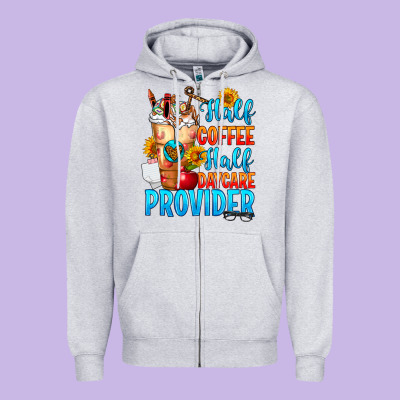 Half Coffee Half Daycare Provider Zipper Hoodie Designed By Fadigitalartstudio