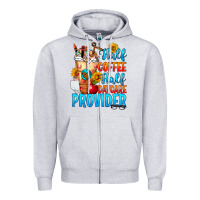 Heather Grey Half coffee half daycare provider Zipper Hoodie - FaDigitalArtStudio