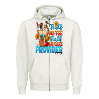 Oatmeal Heather Half coffee half daycare provider Zipper Hoodie - FaDigitalArtStudio