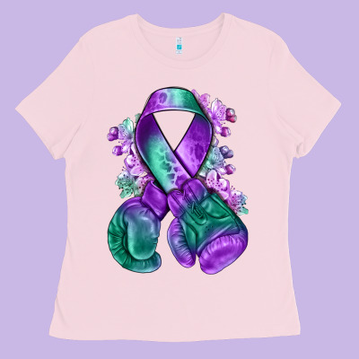 Purple And Green Anal Cancer With Boxing Gloves Na Ladies Tee Designed By Nancycooperartshop