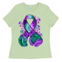 Matcha purple and green anal cancer with boxing gloves na Ladies Tee - NancyCooperArtShop