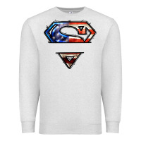 Oatmeal Heather super american flag logo Premium Sweatshirt - LillyAllenDesigns