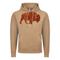 Bison Silhouette Red Skull Vintage Hoodie | Teevron