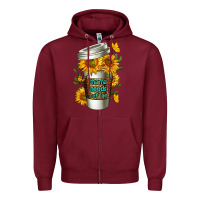 Burgundy Mama Needs Coffee Cup Zipper Hoodie - FaDigitalArtStudio