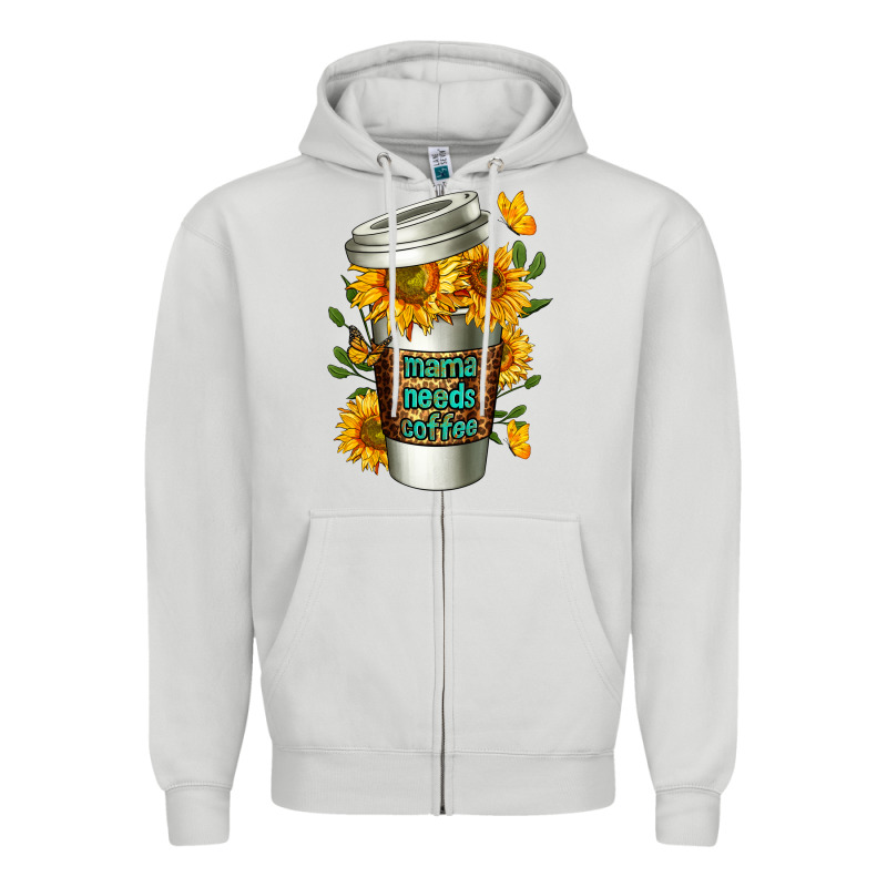 Mama Needs Coffee Cup Zipper Hoodie by FaDigitalArtStudio | Teevron
