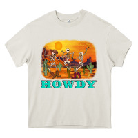 Cream western skeleton Heavy Core Tee - AdoDesignShop