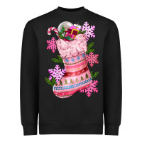 Black pink christmas socks Heavyweight Sweatshirt - CowGirlArtShop