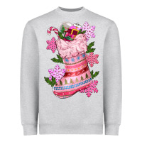 Heather Grey pink christmas socks Heavyweight Sweatshirt - CowGirlArtShop