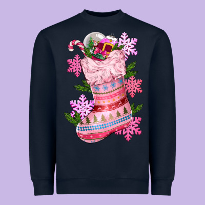 Pink Christmas Socks Heavyweight Sweatshirt Designed By Cowgirlartshop
