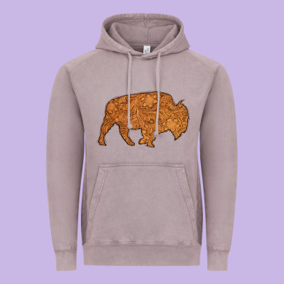 Western Vintage Bison Silhouette Vintage Hoodie Designed By Bettercallsaul