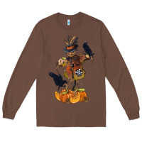 Chestnut Scarecrow with Pumpkin Long Sleeve Tee - texasbilliewilder