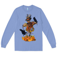 Colony Blue Scarecrow with Pumpkin Long Sleeve Tee - texasbilliewilder