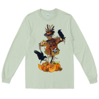Matcha Scarecrow with Pumpkin Long Sleeve Tee - texasbilliewilder