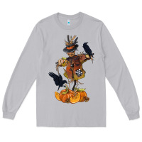 Moon Dust Scarecrow with Pumpkin Long Sleeve Tee - texasbilliewilder