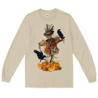 Mushroom Scarecrow with Pumpkin Long Sleeve Tee - texasbilliewilder