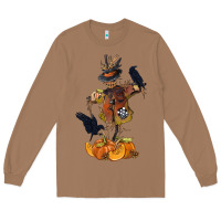 Toasted Coconut Scarecrow with Pumpkin Long Sleeve Tee - texasbilliewilder