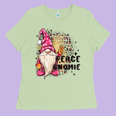 Peace Gnomie Ladies Tee Designed By Maliassmallbusiness