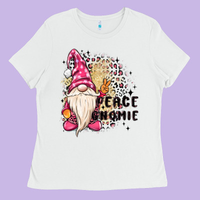 Peace Gnomie Ladies Tee Designed By Maliassmallbusiness