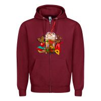 Burgundy teacher frappe coffee Zipper Hoodie - FaDigitalArtStudio