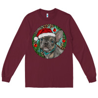 Burgundy Frenchie Christmas Long Sleeve Tee - RanaPortraitStore