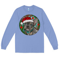 Colony Blue Frenchie Christmas Long Sleeve Tee - RanaPortraitStore