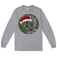 Heather Grey Frenchie Christmas Long Sleeve Tee - RanaPortraitStore