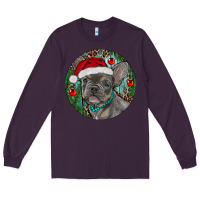 Plum Frenchie Christmas Long Sleeve Tee - RanaPortraitStore