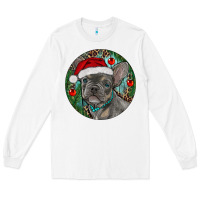 White Frenchie Christmas Long Sleeve Tee - RanaPortraitStore
