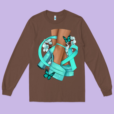 Ovarian Cancer Diva Teal Ribbon Long Sleeve Tee Designed By Nancycooperartshop