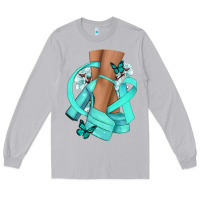 Moon Dust Ovarian Cancer diva teal ribbon Long Sleeve Tee - NancyCooperArtShop
