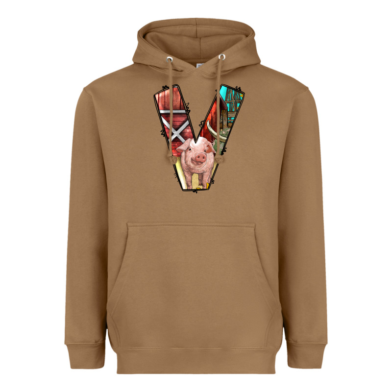 Farm Life Alphabet Lowercase Letters V Heavyweight Hoodie by BundleAndBundleShop | Teevron