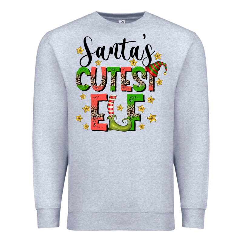 Santas Cutest Elf Premium Sweatshirt by CowhideDigitalArt | Teevron