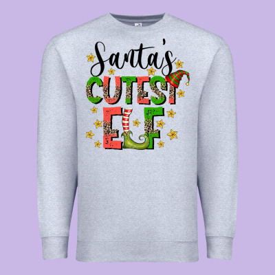 Santas Cutest Elf Premium Sweatshirt Designed By Cowhidedigitalart