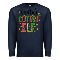 Navy santas cutest elf Premium Sweatshirt - CowhideDigitalArt