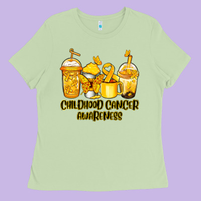 Childhood Cancer Awareness Coffee Cups Ladies Tee Designed By Nancycooperartshop