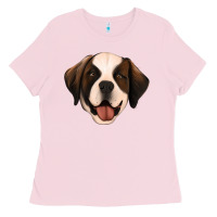 Bubblegum Pink st bernard Ladies Tee - Jasminsmagicworld