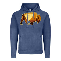Vintage Denim Desert Landscape Bison Silhouette Vintage Hoodie - Bettercallsaul