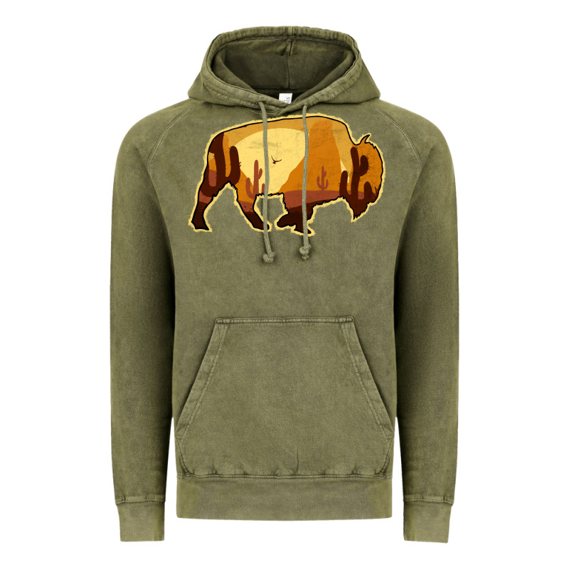Desert Landscape Bison Silhouette Vintage Hoodie by Bettercallsaul | Teevron
