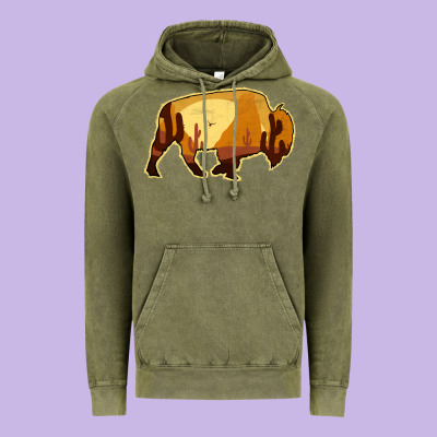 Desert Landscape Bison Silhouette Vintage Hoodie Designed By Bettercallsaul