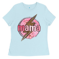 Baby Blue mama lightning bolt valentine s day Ladies Tee - MaliasSmallBusiness