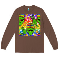 Chestnut Pride LGBTQ+ aliens and stars with rainbow Long Sleeve Tee - NancyCooperArtShop