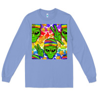 Colony Blue Pride LGBTQ+ aliens and stars with rainbow Long Sleeve Tee - NancyCooperArtShop