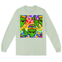 Matcha Pride LGBTQ+ aliens and stars with rainbow Long Sleeve Tee - NancyCooperArtShop