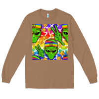 Toasted Coconut Pride LGBTQ+ aliens and stars with rainbow Long Sleeve Tee - NancyCooperArtShop